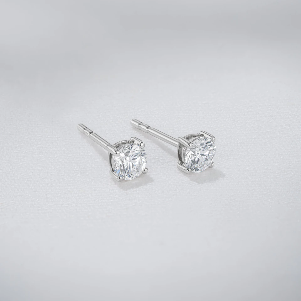Lab Diamond Studs Earrings 0.50ct H/Si Quality in 9K White Gold - 4.2mm