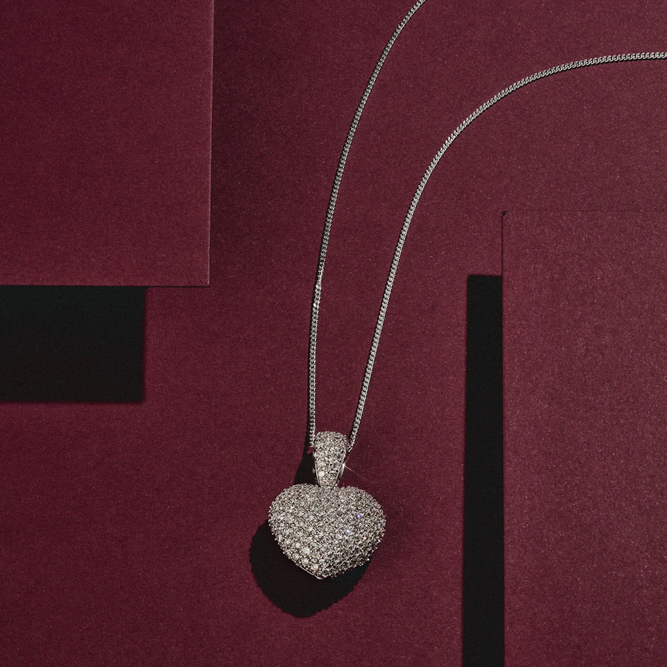 1.00ct Lab Diamond Heart Pendant Necklace H/SI Quality in 9K White Gold