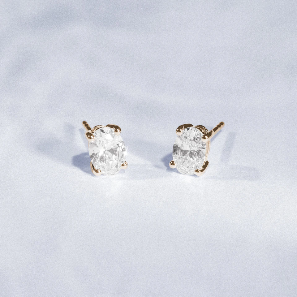 Naomi Oval Cut Lab Diamond Stud Earrings 0.30ct H/SI in 18k Gold Vermeil