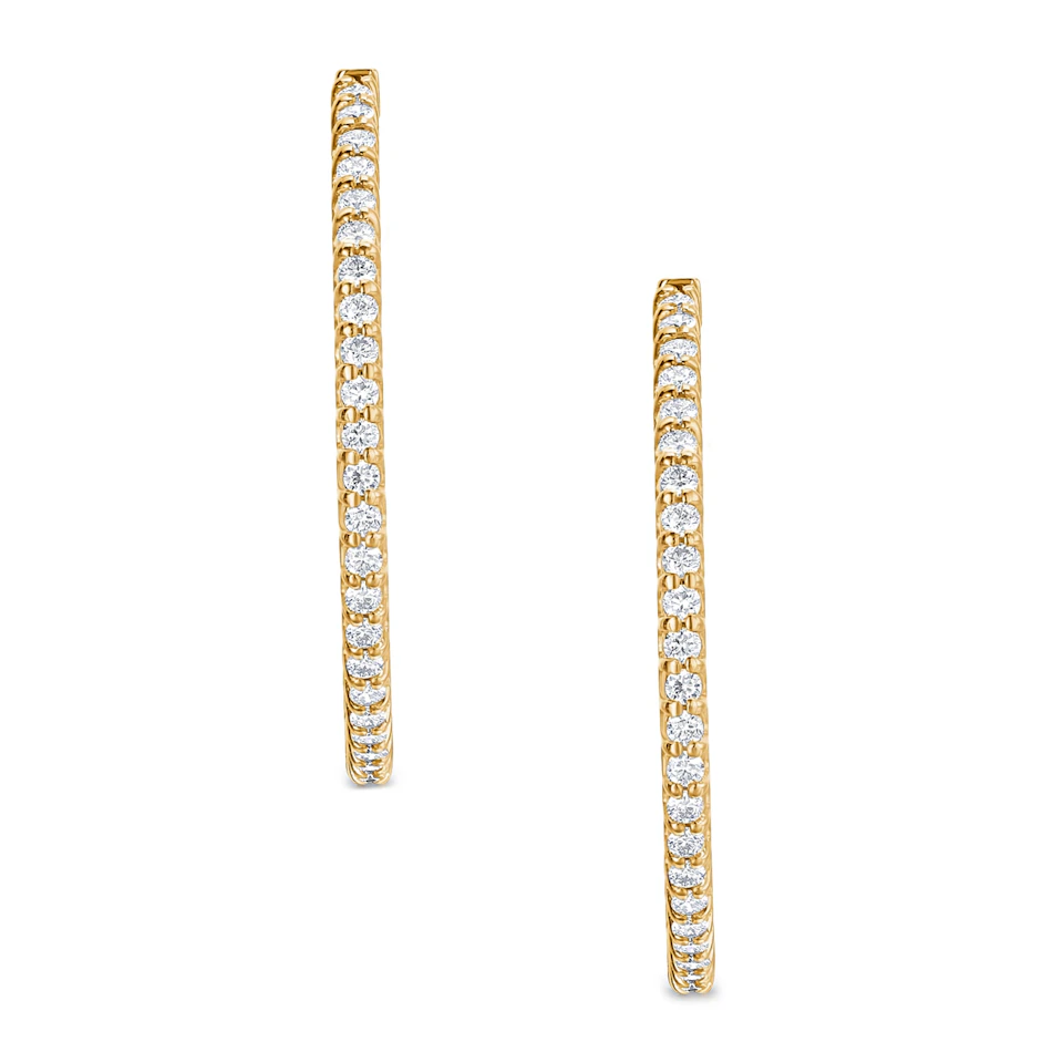 1.00ct Lab Diamond Hoop Earrings in 9K Yellow Gold G/VS