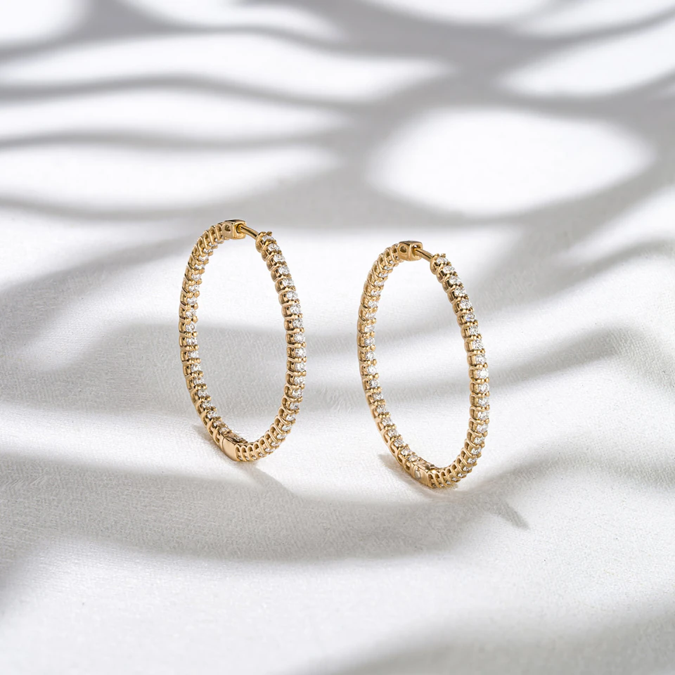 1.00ct Lab Diamond Hoop Earrings in 9K Yellow Gold G/VS