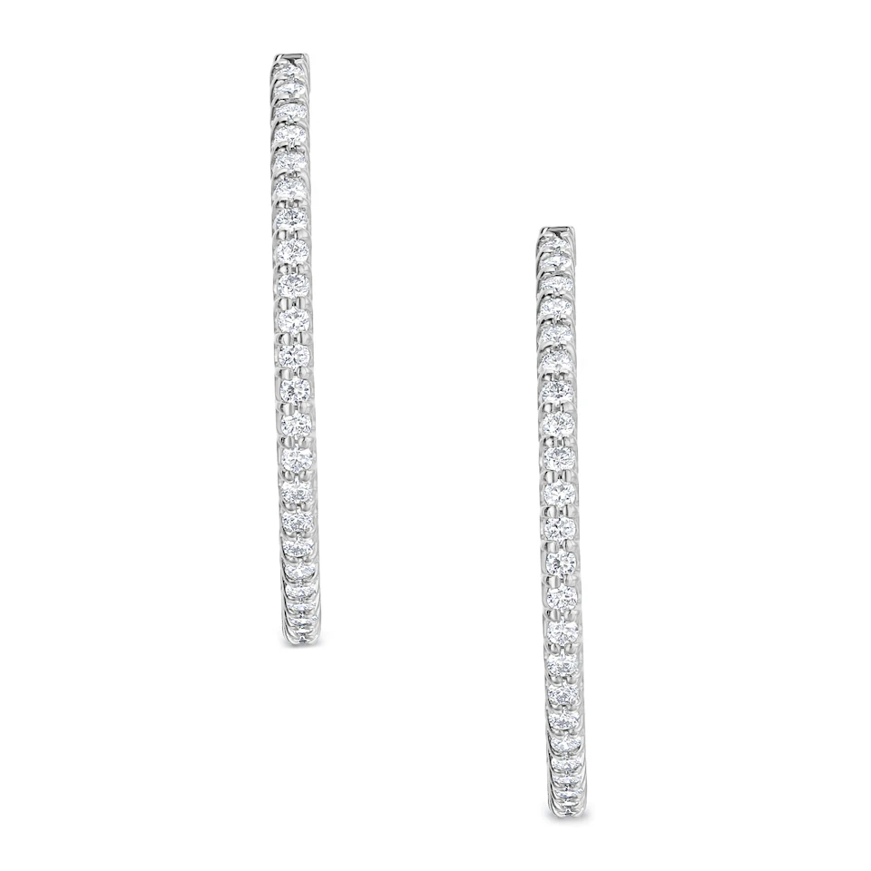 1.00ct Lab Diamond Hoop Earrings in 9K White Gold G/VS