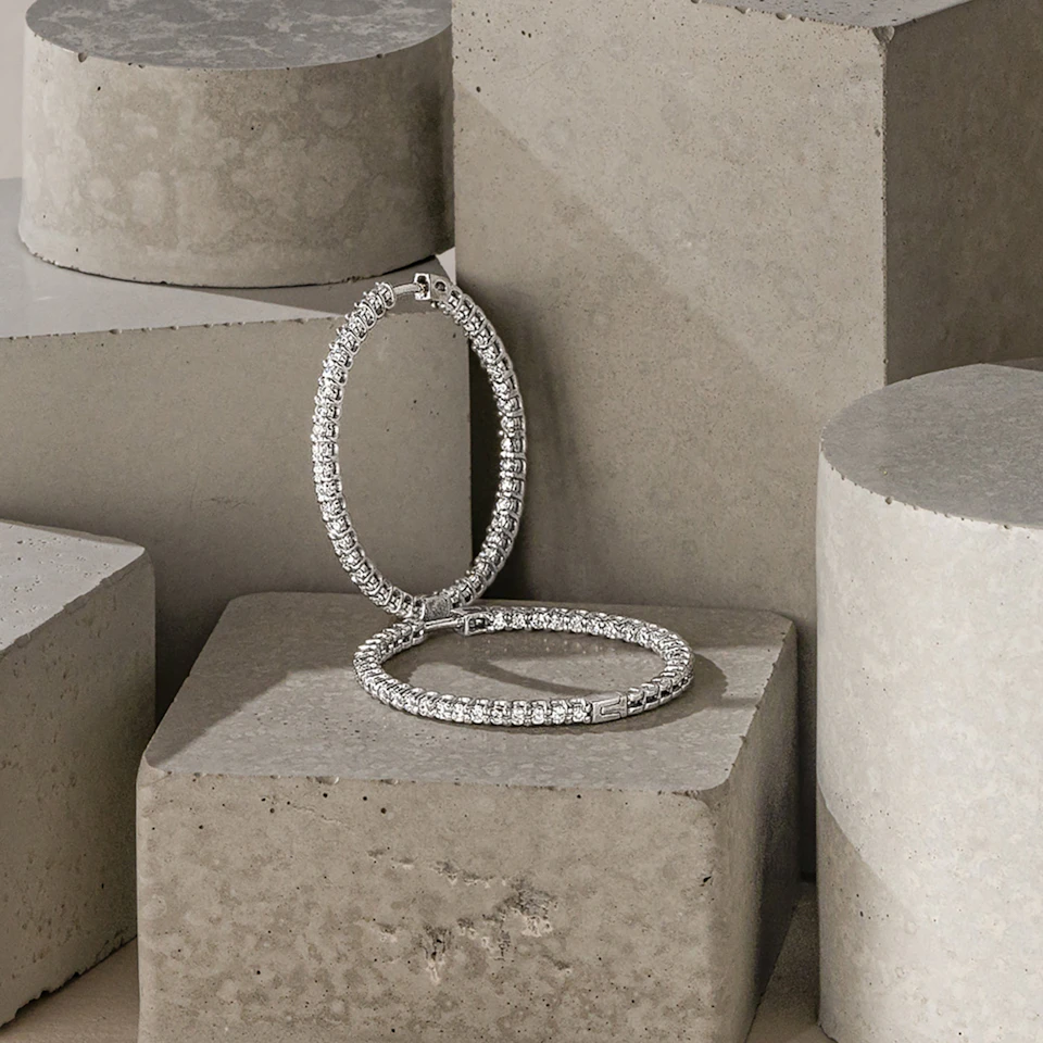 1.00ct Lab Diamond Hoop Earrings in 9K White Gold G/VS