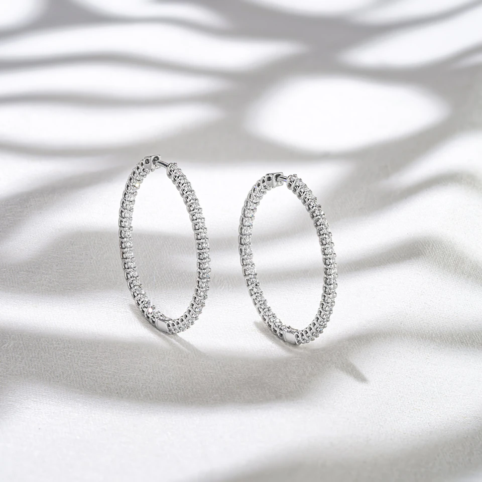 1.00ct Lab Diamond Hoop Earrings in 9K White Gold G/VS