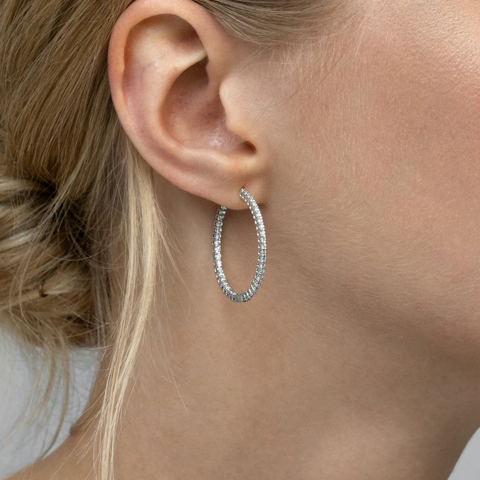 2.00ct Lab Diamond Hoop Earrings in 9K White Gold F/VS