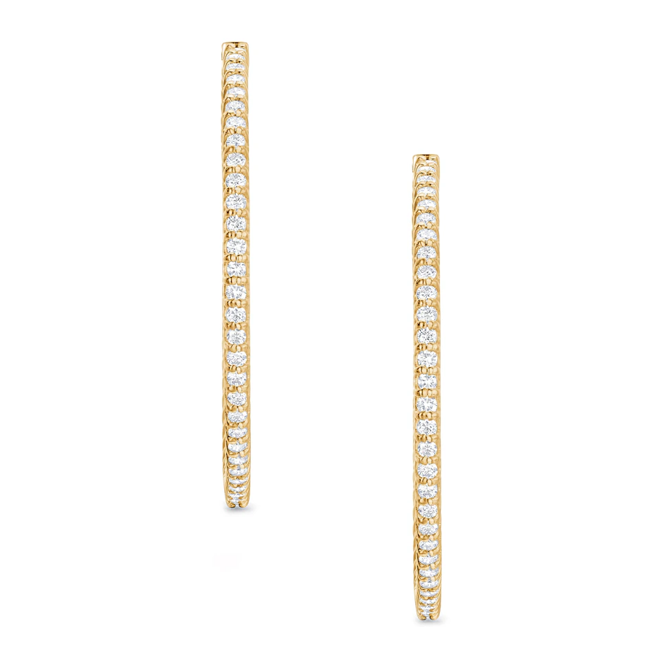 2.00ct Lab Diamond Hoop Earrings in 9K Yellow Gold F/VS