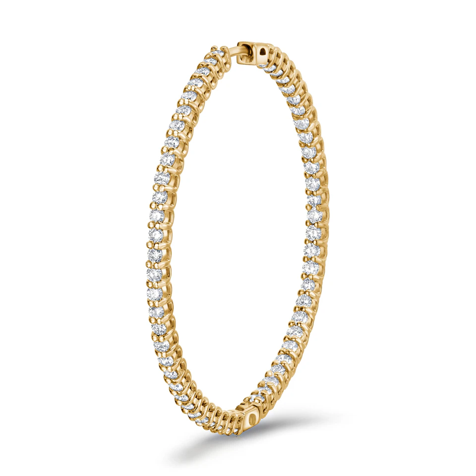 2.00ct Lab Diamond Hoop Earrings in 9K Yellow Gold F/VS