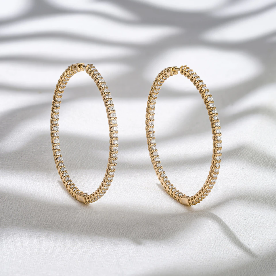 2.00ct Lab Diamond Hoop Earrings in 9K Yellow Gold F/VS