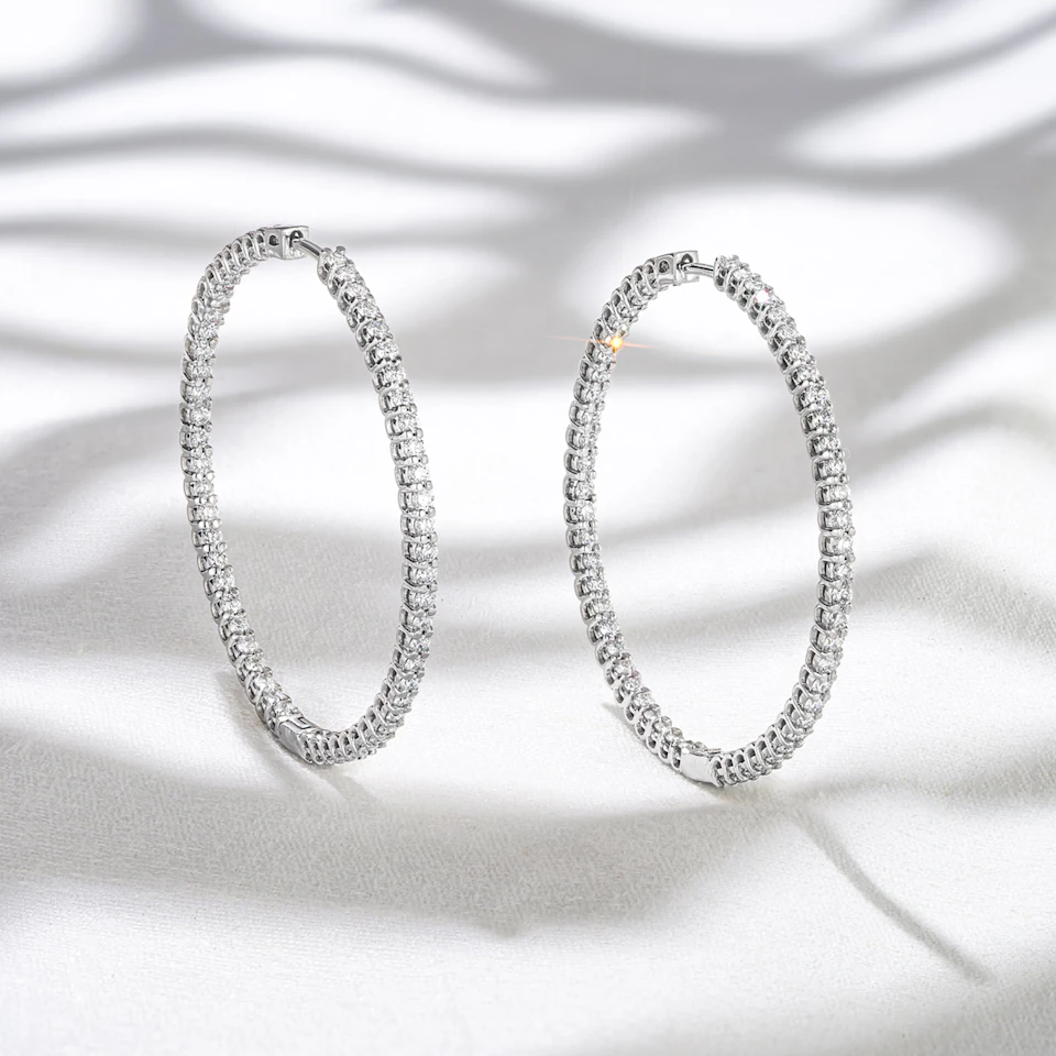 2.00ct Lab Diamond Hoop Earrings in 9K White Gold F/VS