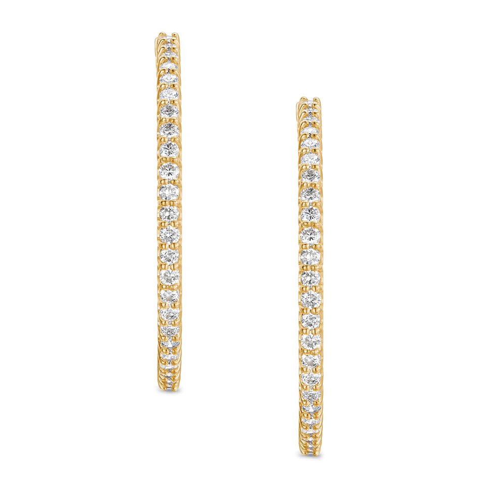 4.00ct Lab Diamond Hoop Earrings in 9K Yellow Gold G/VS