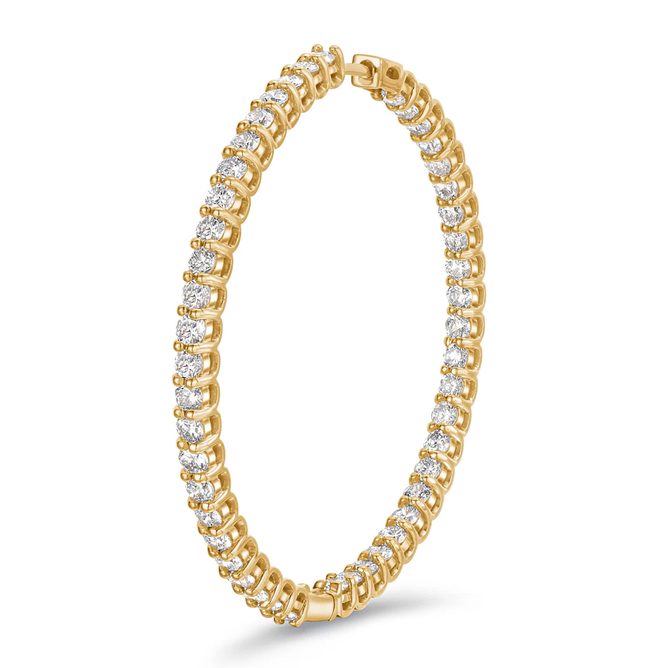 4.00ct Lab Diamond Hoop Earrings in 9K Yellow Gold G/VS