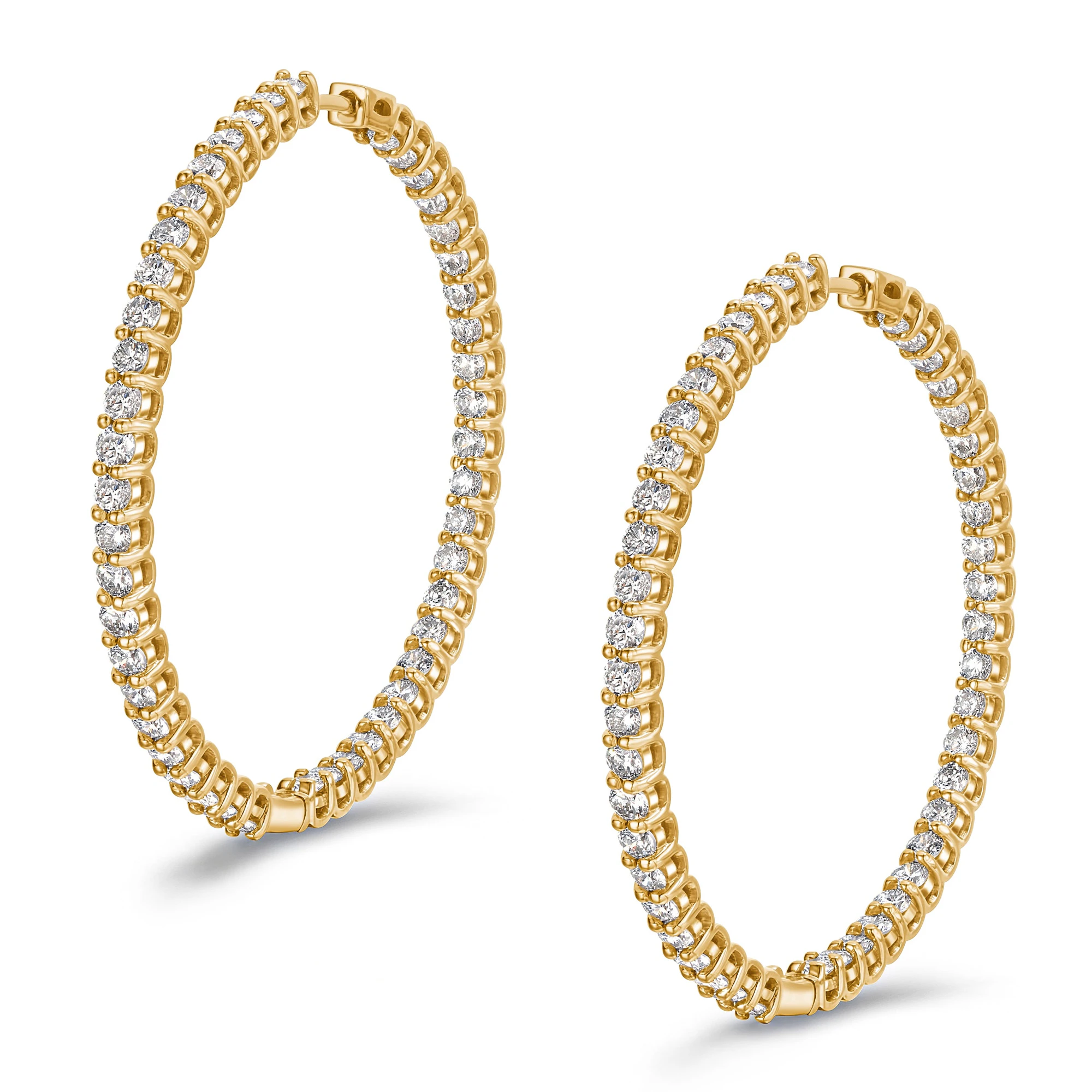 4.00ct Lab Diamond Hoop Earrings in 9K Yellow Gold G/VS