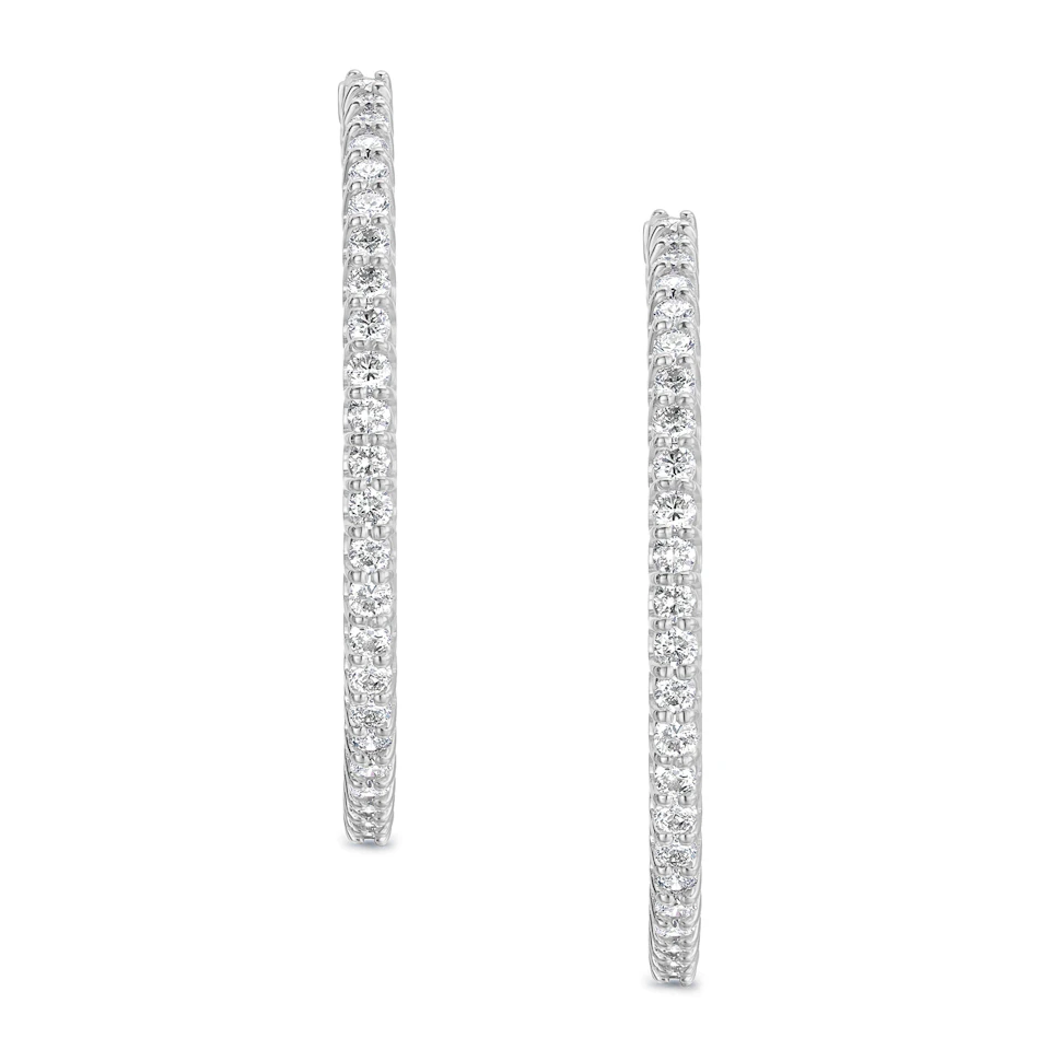 4.00ct Lab Diamond Hoop Earrings in 9K White Gold G/VS