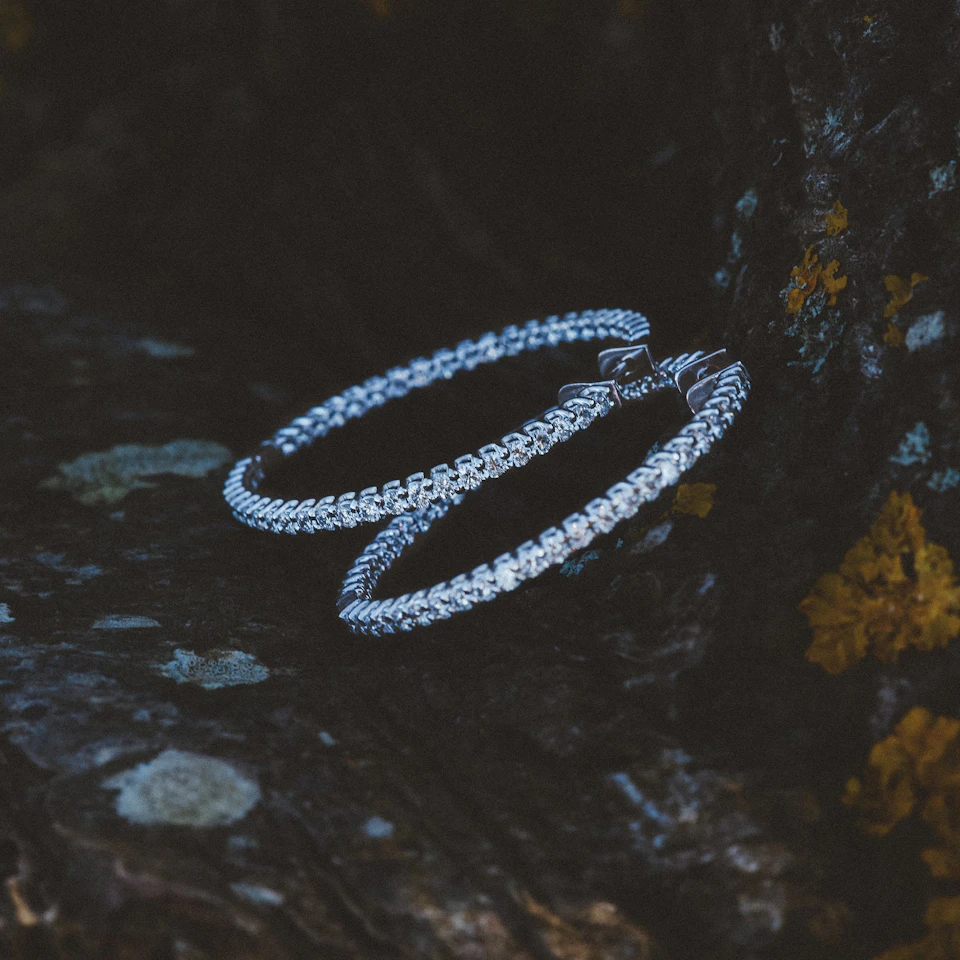 4.00ct Lab Diamond Hoop Earrings in 9K White Gold G/VS