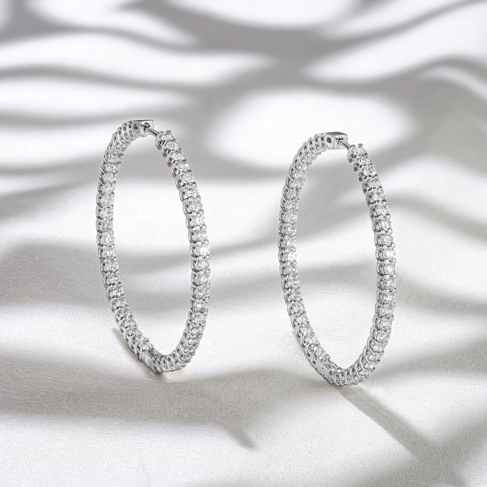 4.00ct Lab Diamond Hoop Earrings in 9K White Gold G/VS