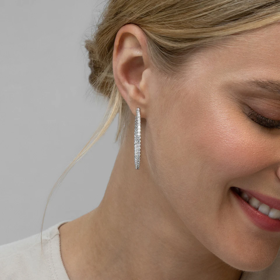 4.00ct Lab Diamond Hoop Earrings in 9K White Gold G/VS