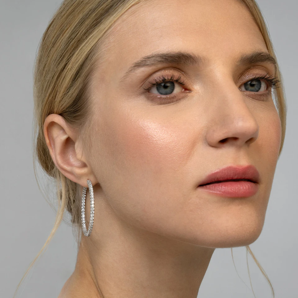 4.00ct Lab Diamond Hoop Earrings in 9K White Gold G/VS