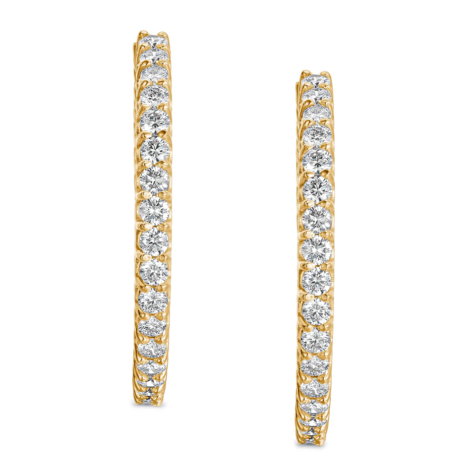 7.00ct Lab Diamond Hoop Earrings in 9K Yellow Gold G/VS