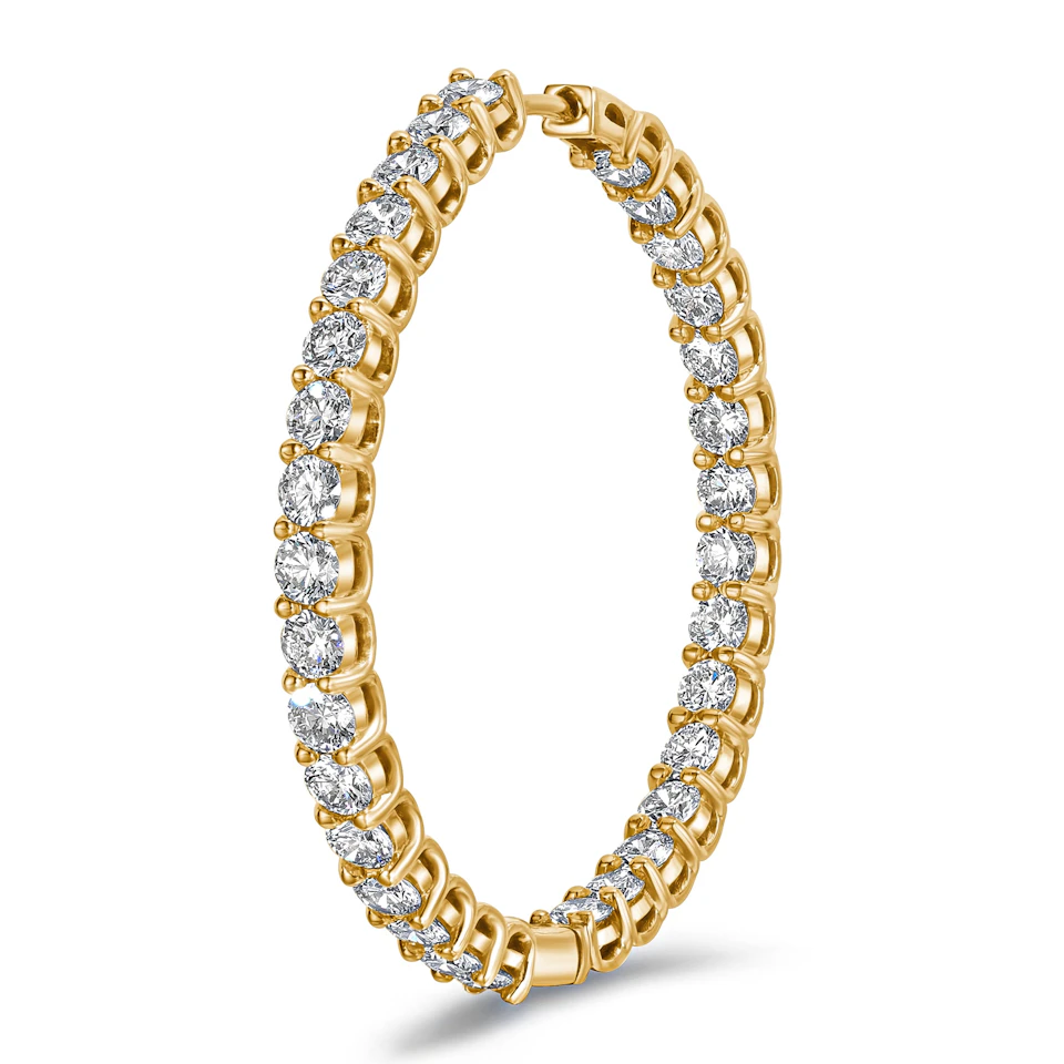 7.00ct Lab Diamond Hoop Earrings in 9K Yellow Gold G/VS