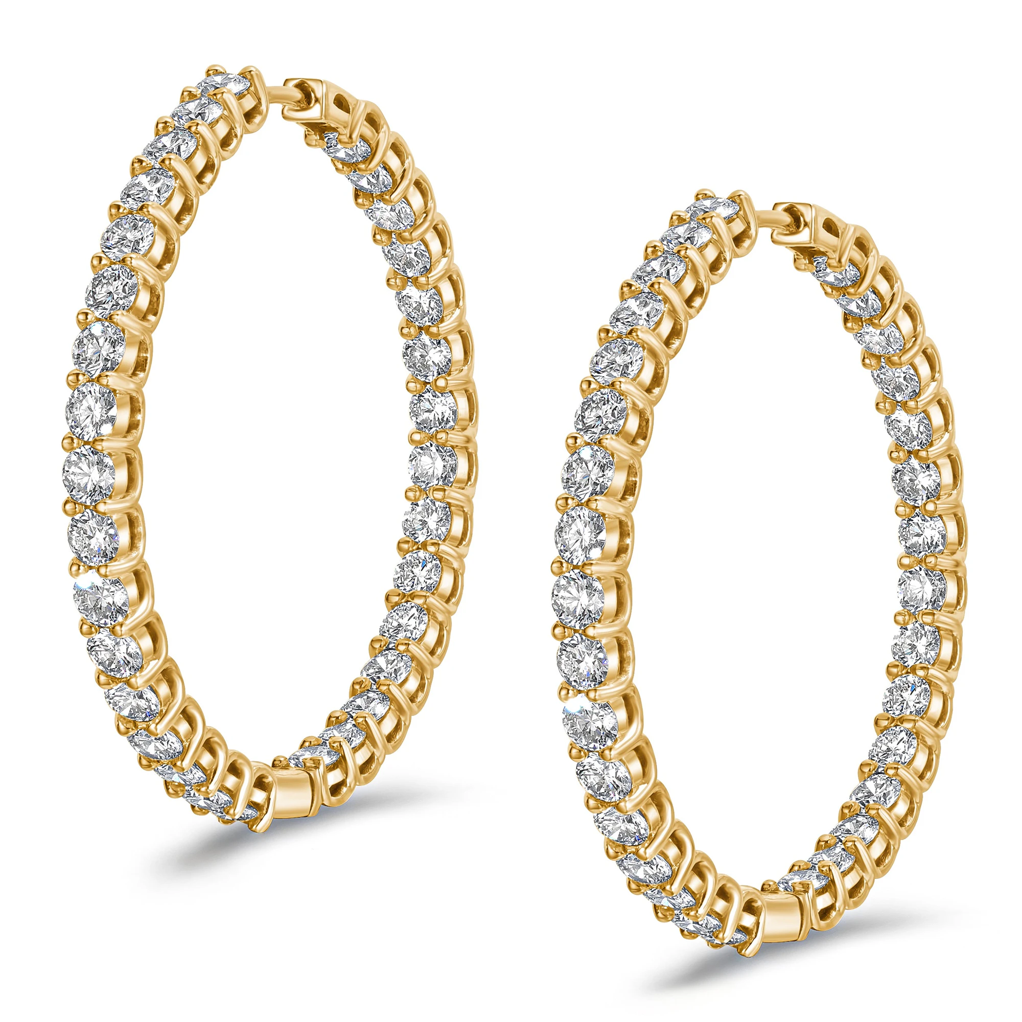 7.00ct Lab Diamond Hoop Earrings in 9K Yellow Gold G/VS
