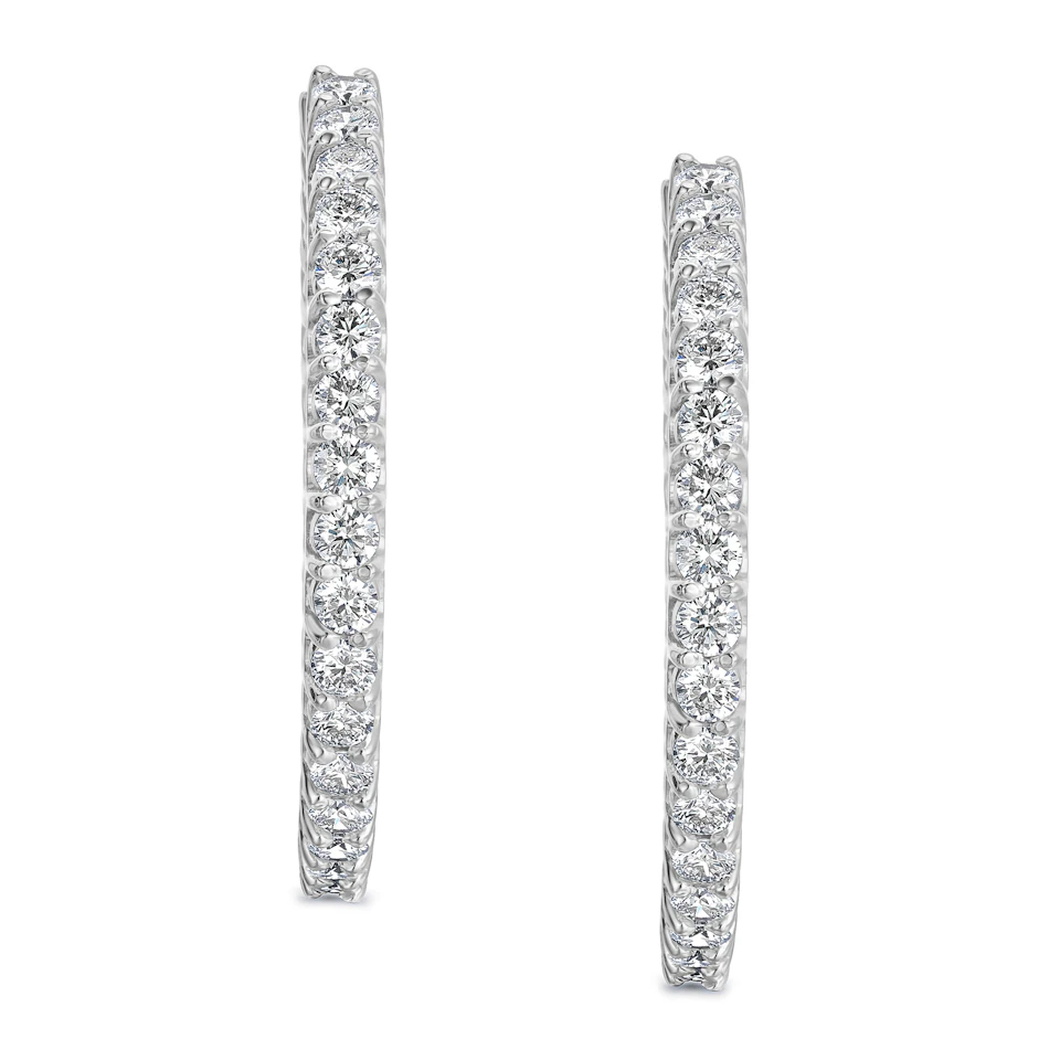 7.00ct Lab Diamond Hoop Earrings in 9K White Gold G/VS
