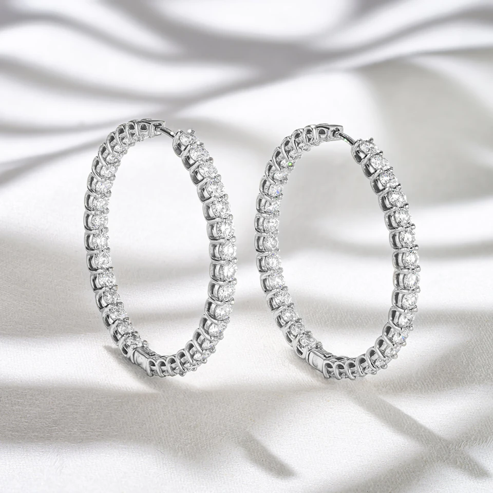 7.00ct Lab Diamond Hoop Earrings in 9K White Gold G/VS