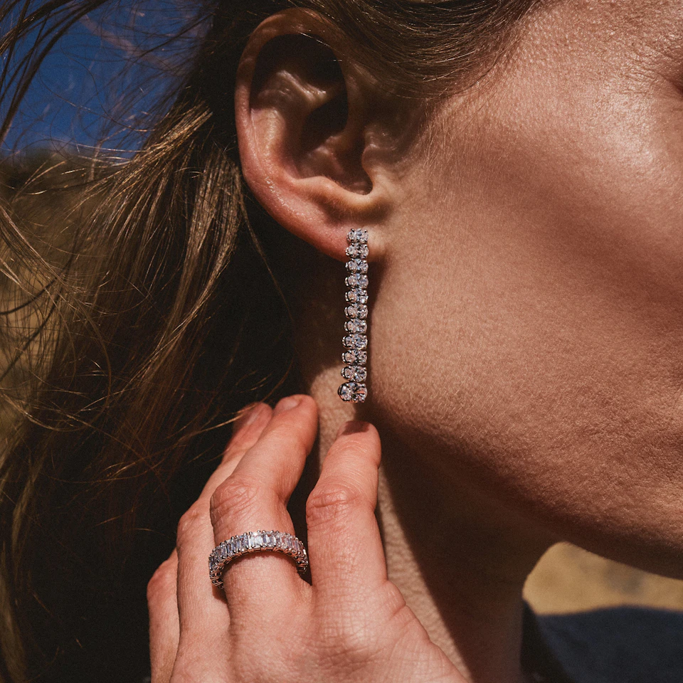 LUXE 6.00ct Lab Diamond Drop Earrings with IGI Certified Oval-Cut Diamonds in 18K White Gold