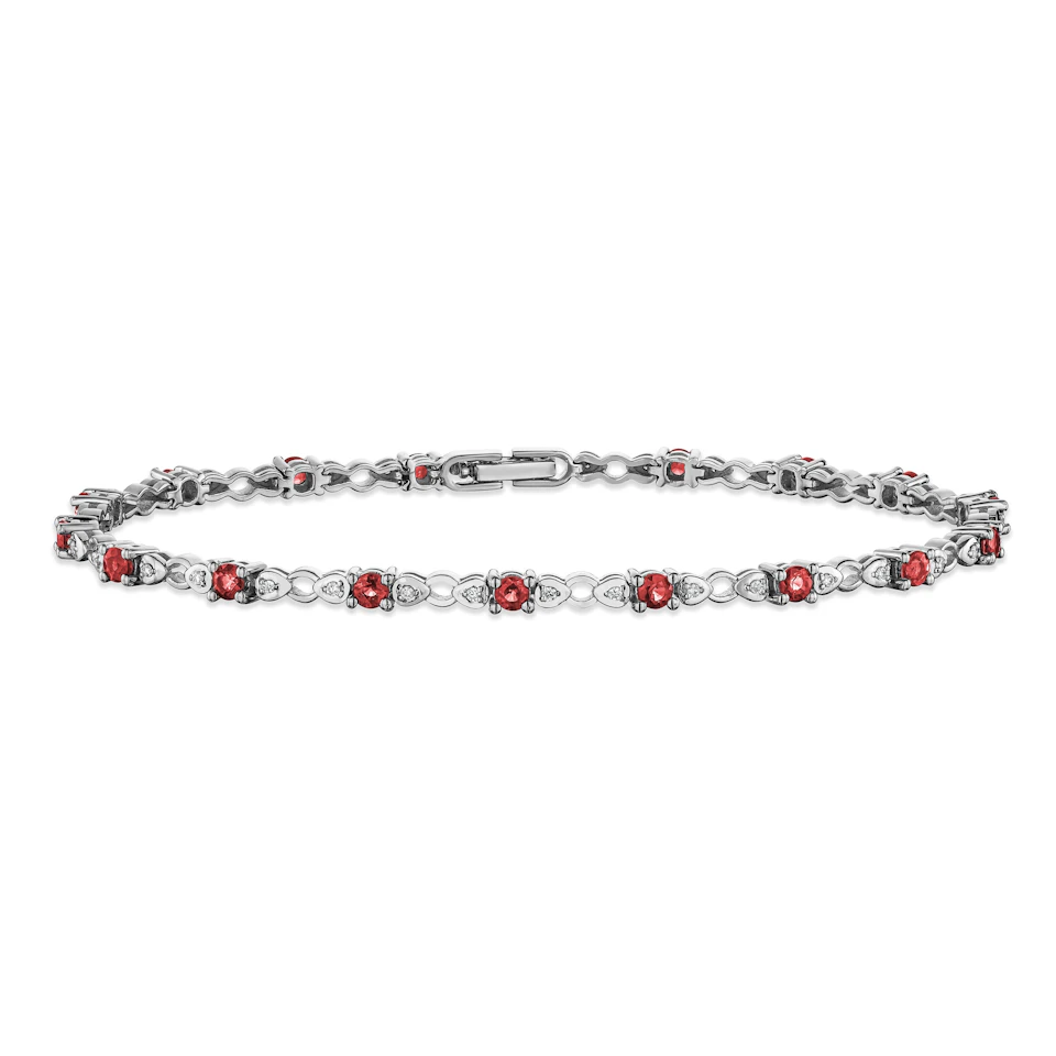 Ruby and Lab Diamond Tennis Bracelet Claw Set in 925 Silver