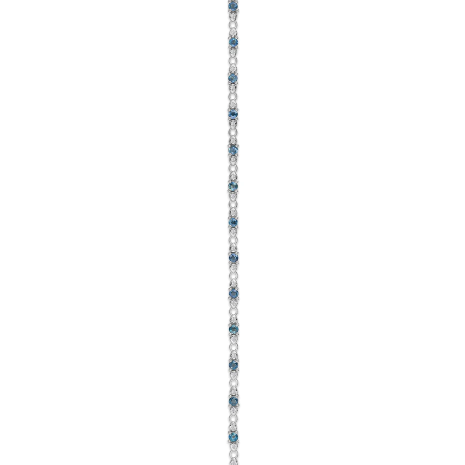 925 Sterling Silver Lab Diamond and Tanzanite Claw Set Link Bracelet