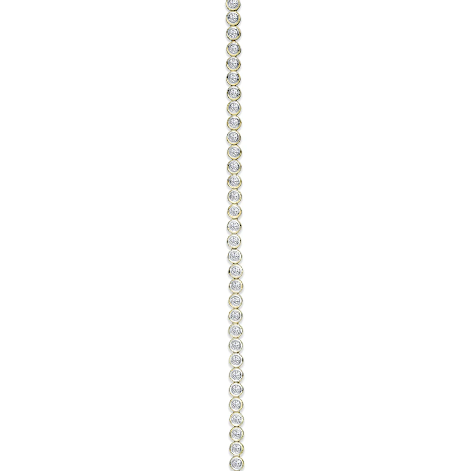 1ct Lab Diamond Tennis Bracelet Rub Over Style in 9K Yellow Gold