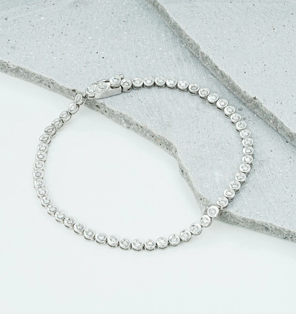 1ct Lab Diamond Tennis Bracelet Rub Over Style in 925 Sterling Silver