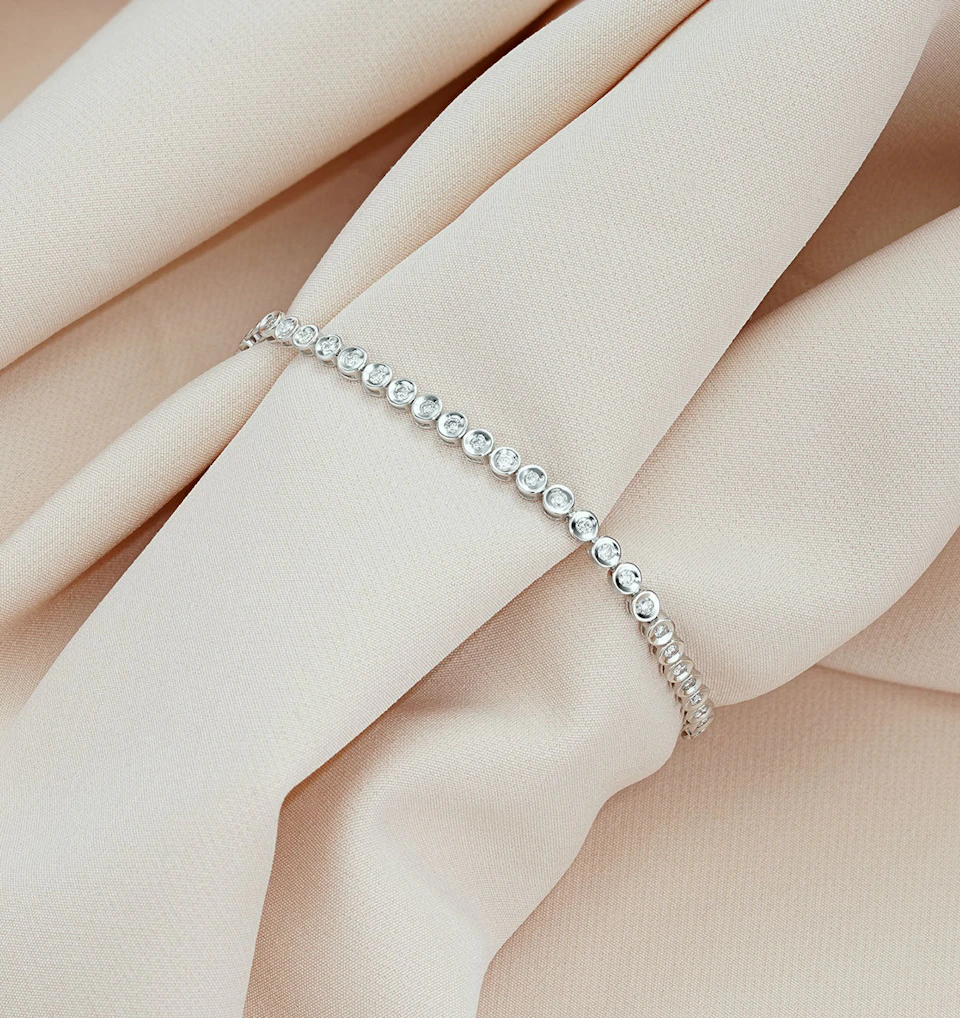 1ct Lab Diamond Tennis Bracelet Rub Over Style in 925 Sterling Silver