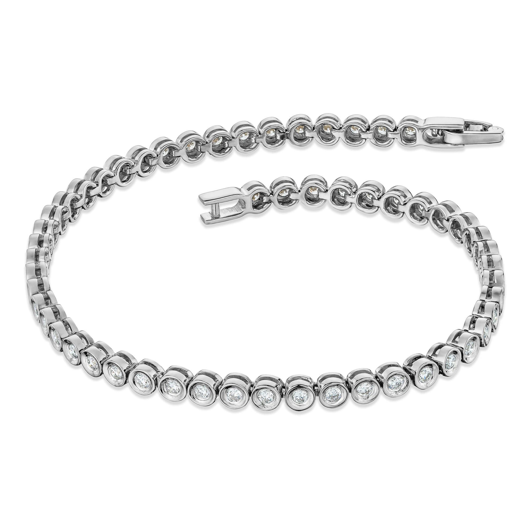 1ct Lab Diamond Tennis Bracelet Rub Over Style in 9K White Gold
