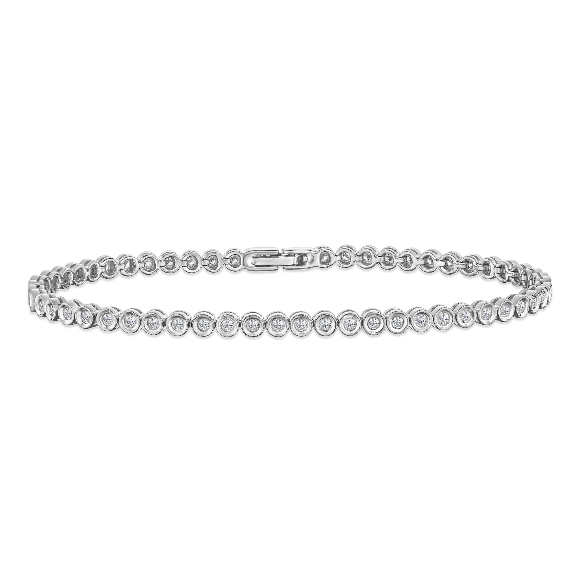 1ct Lab Diamond Tennis Bracelet Rub Over Style in 9K White Gold