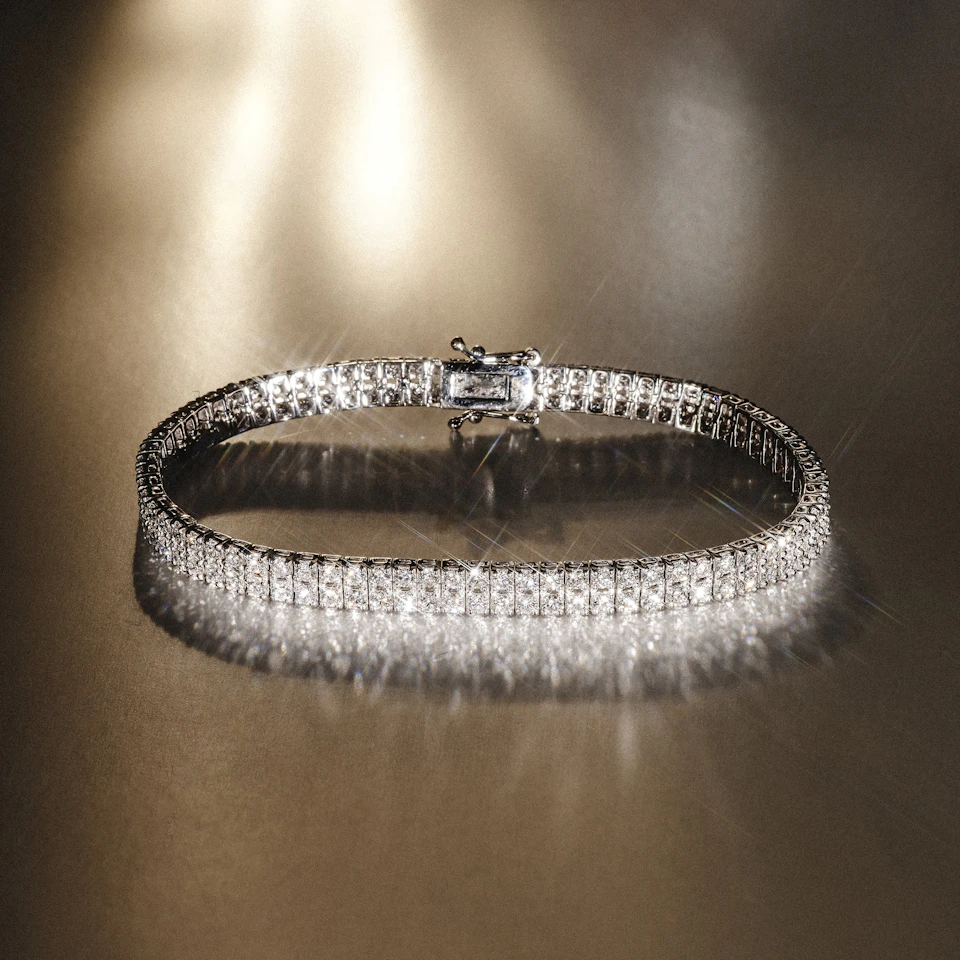 Double Row Lab Diamond Tennis Bracelet 6.20ct in 9K White Gold