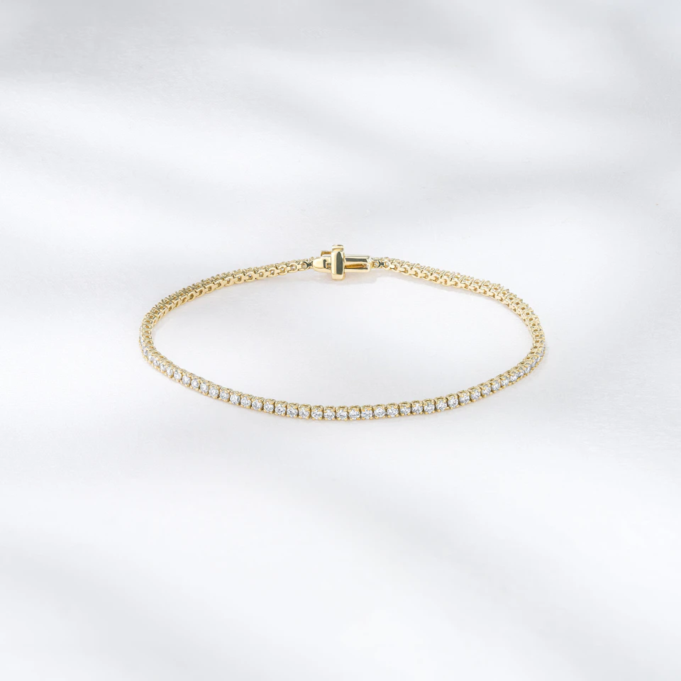2CT Tennis Bracelet Lab Diamonds Claw Set in 9K Yellow Gold