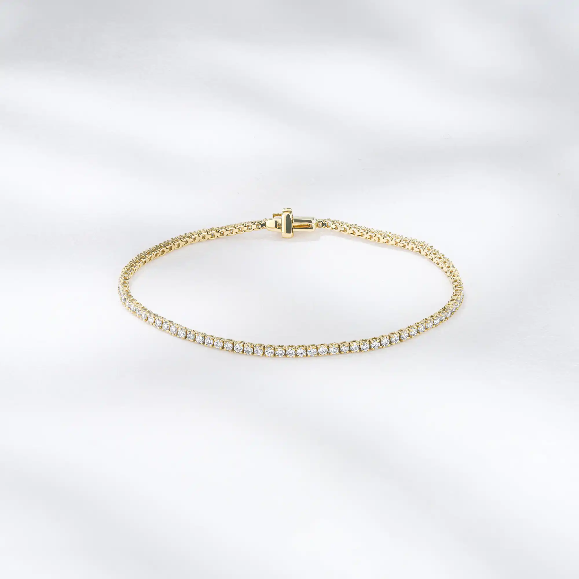 2CT Tennis Bracelet Lab Diamonds Claw Set in 9K Yellow Gold