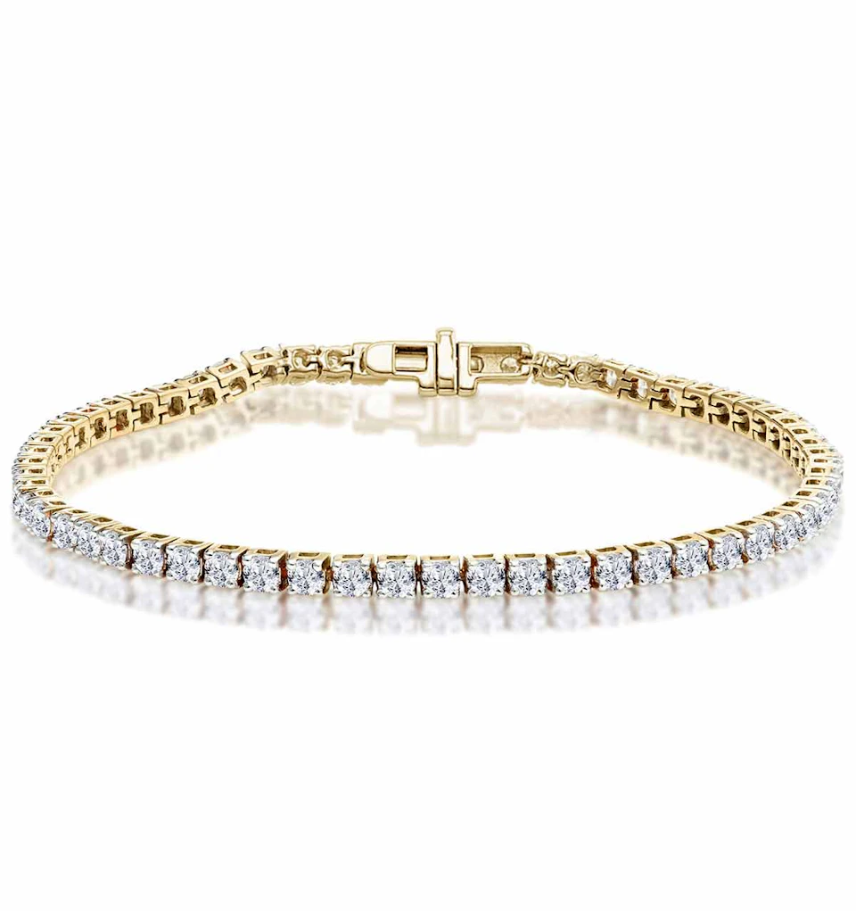 6ct HSi Lab Diamond Tennis Bracelet Claw Set in 9K Yellow Gold