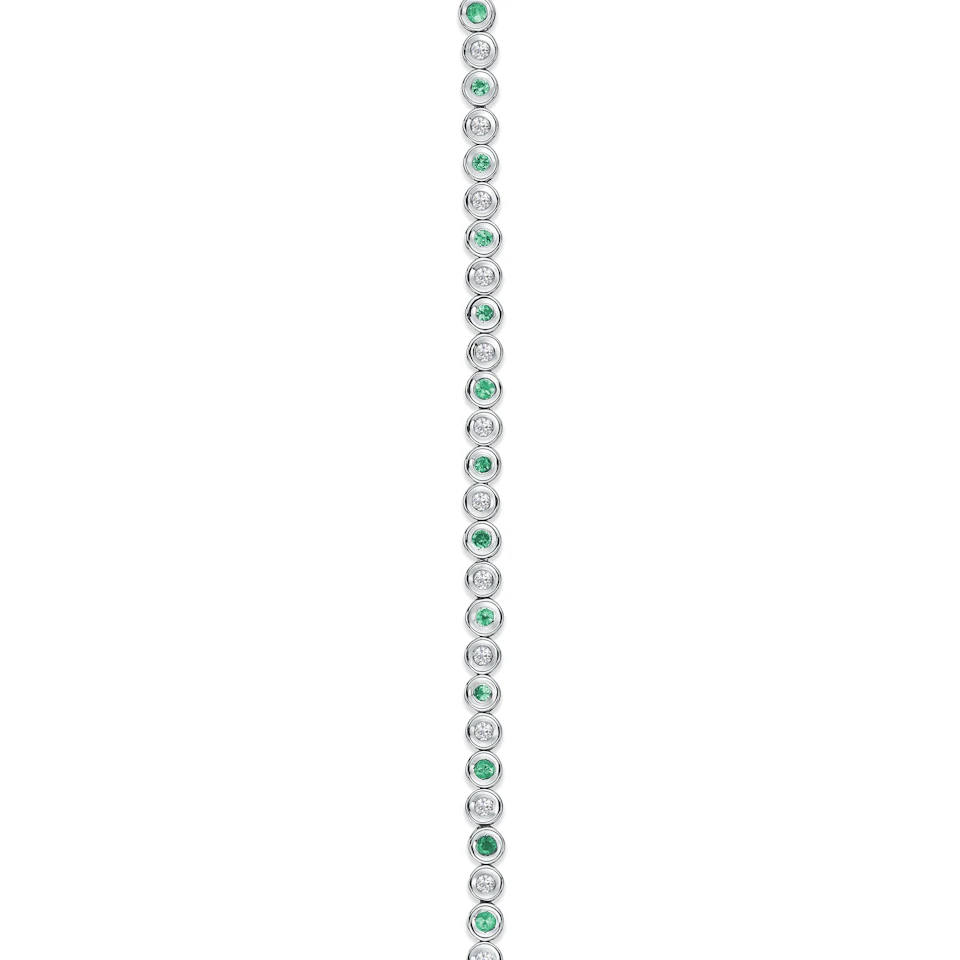 0.27ct Emerald and 0.35ct Lab Diamond Bracelet in 925 Sterling Silver