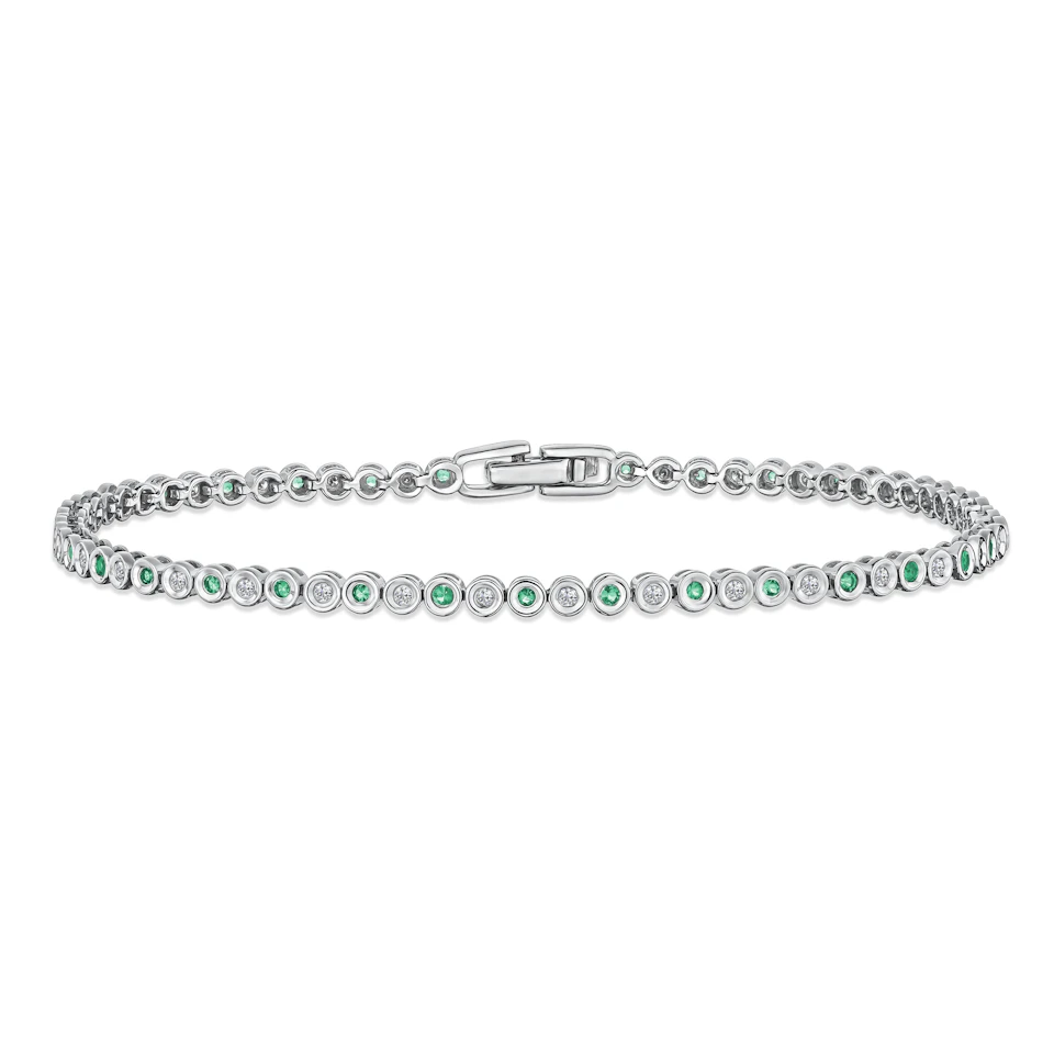 0.27ct Emerald and 0.35ct Lab Diamond Bracelet in 925 Sterling Silver