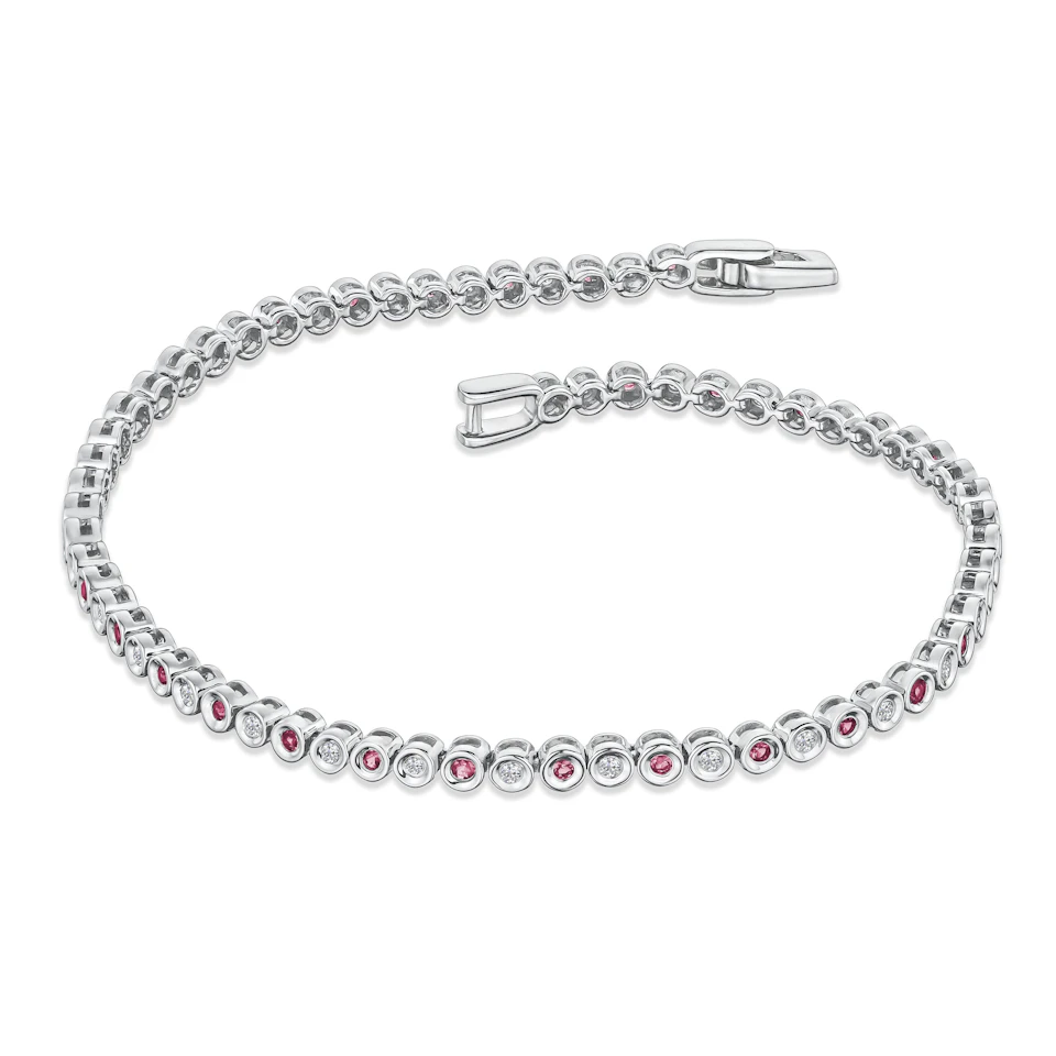 0.46ct Ruby and 0.35ct Lab Diamond Bracelet in 925 Sterling Silver