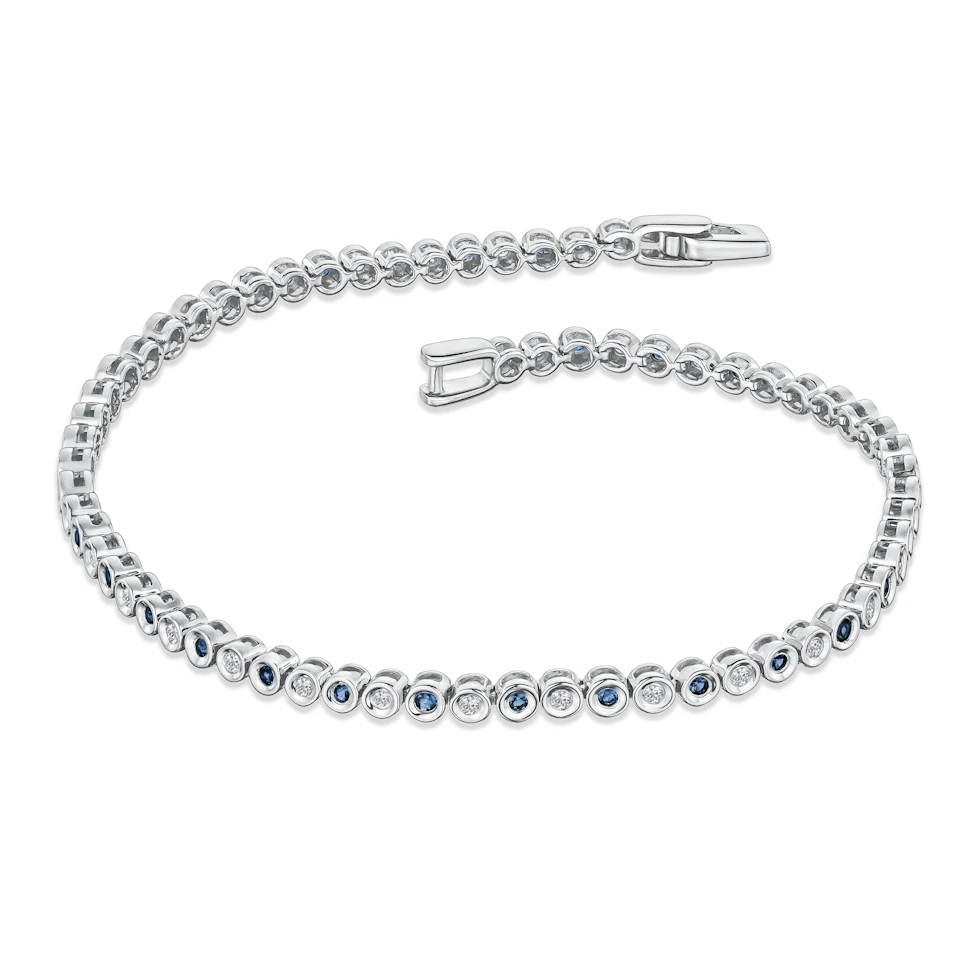 0.43ct Sapphire and 0.35ct Lab Diamond Bracelet in 925 Sterling Silver