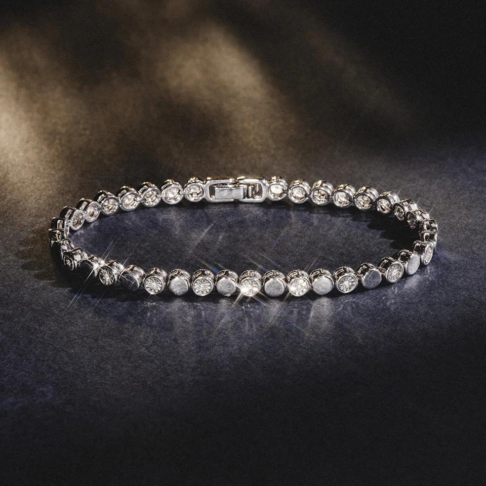 Lab Diamond Tennis Bracelet Round Cut 0.10ct H/SI Silver
