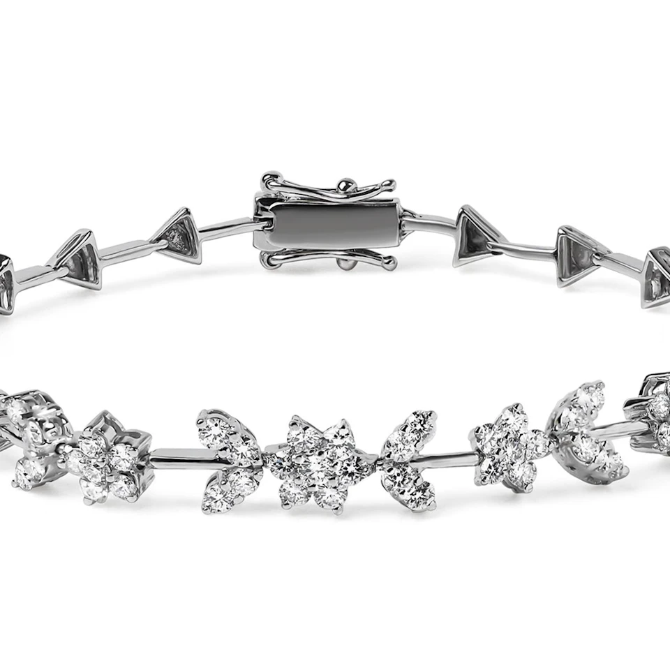2.20ct Lab Diamond Flower Evening Bracelet in 9K White Gold H/SI