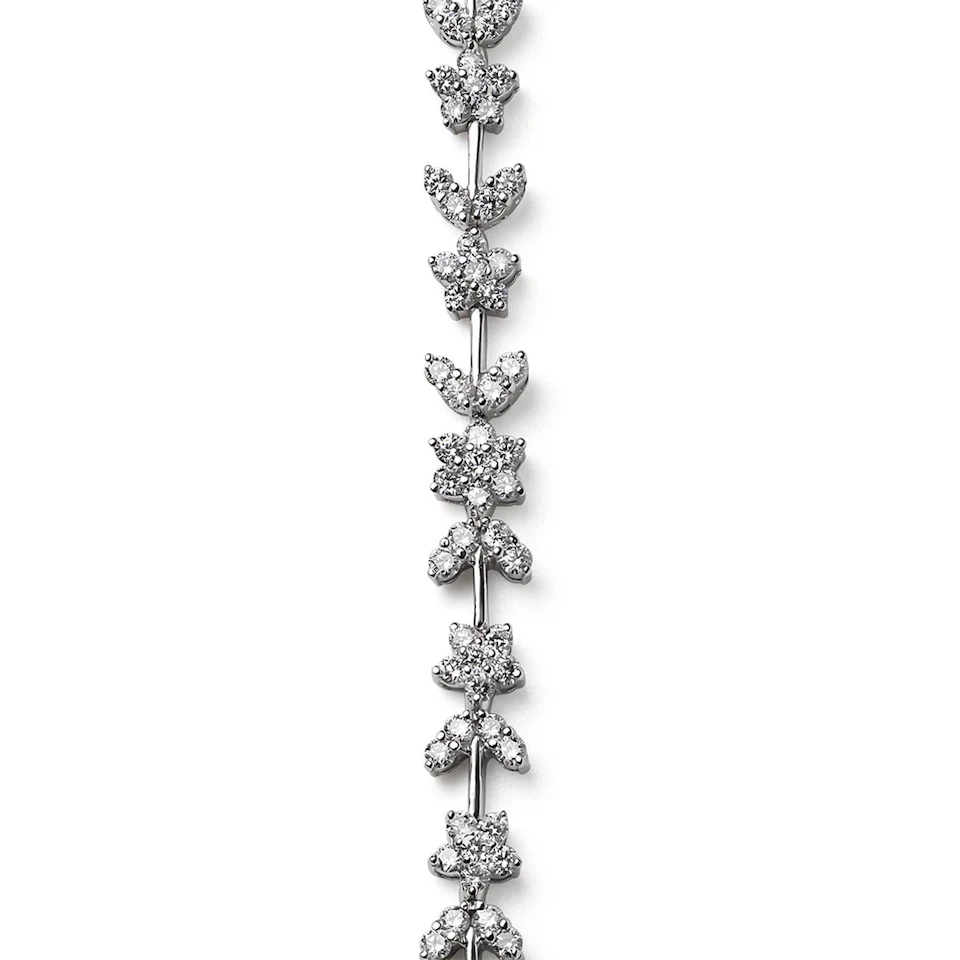 2.20ct Lab Diamond Flower Evening Bracelet in 9K White Gold H/SI