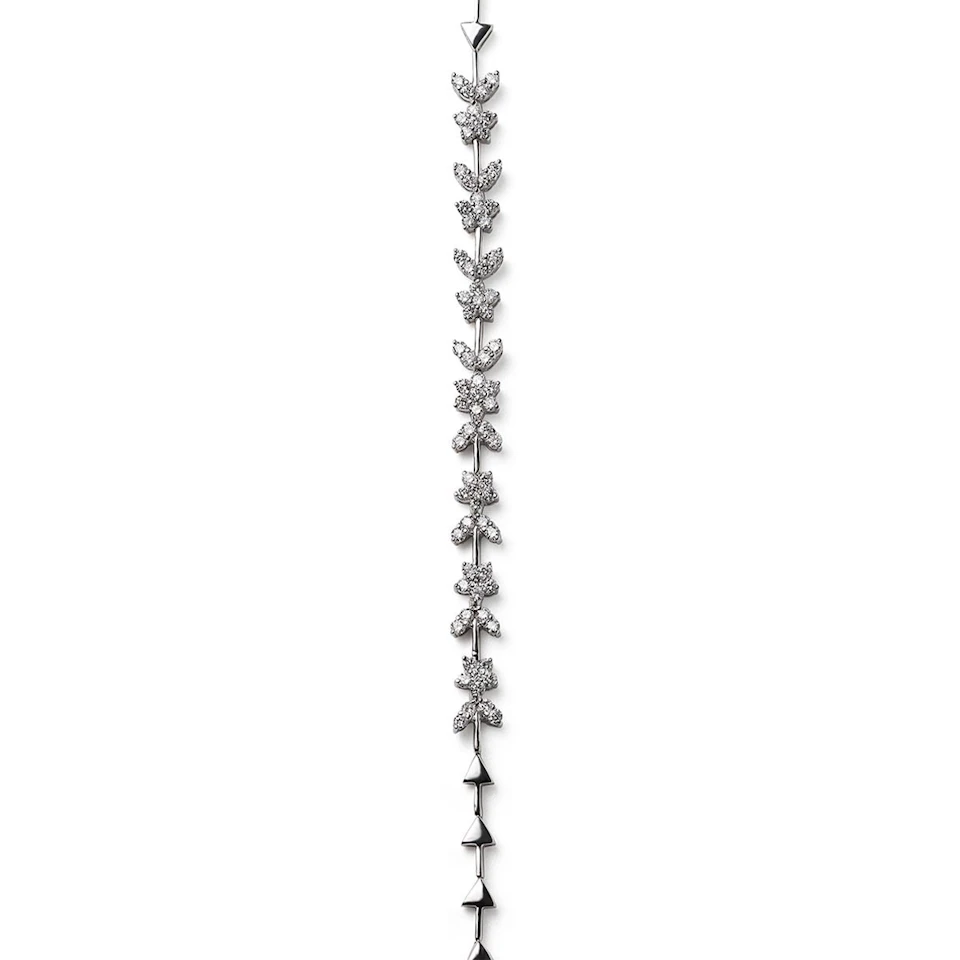 2.20ct Lab Diamond Flower Evening Bracelet in 9K White Gold H/SI