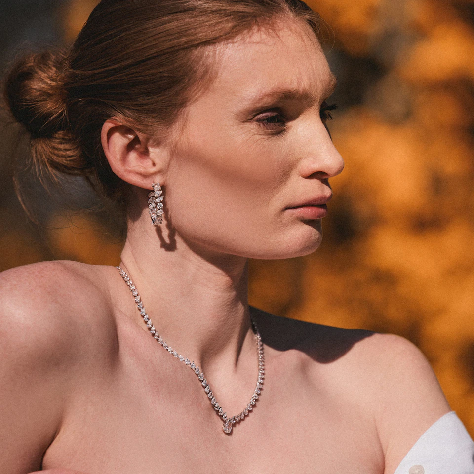 LUXE 8.00ct Lab Diamond Hoop Earrings with IGI Certified Asymmetrical-Cut Diamonds in 18K White Gold