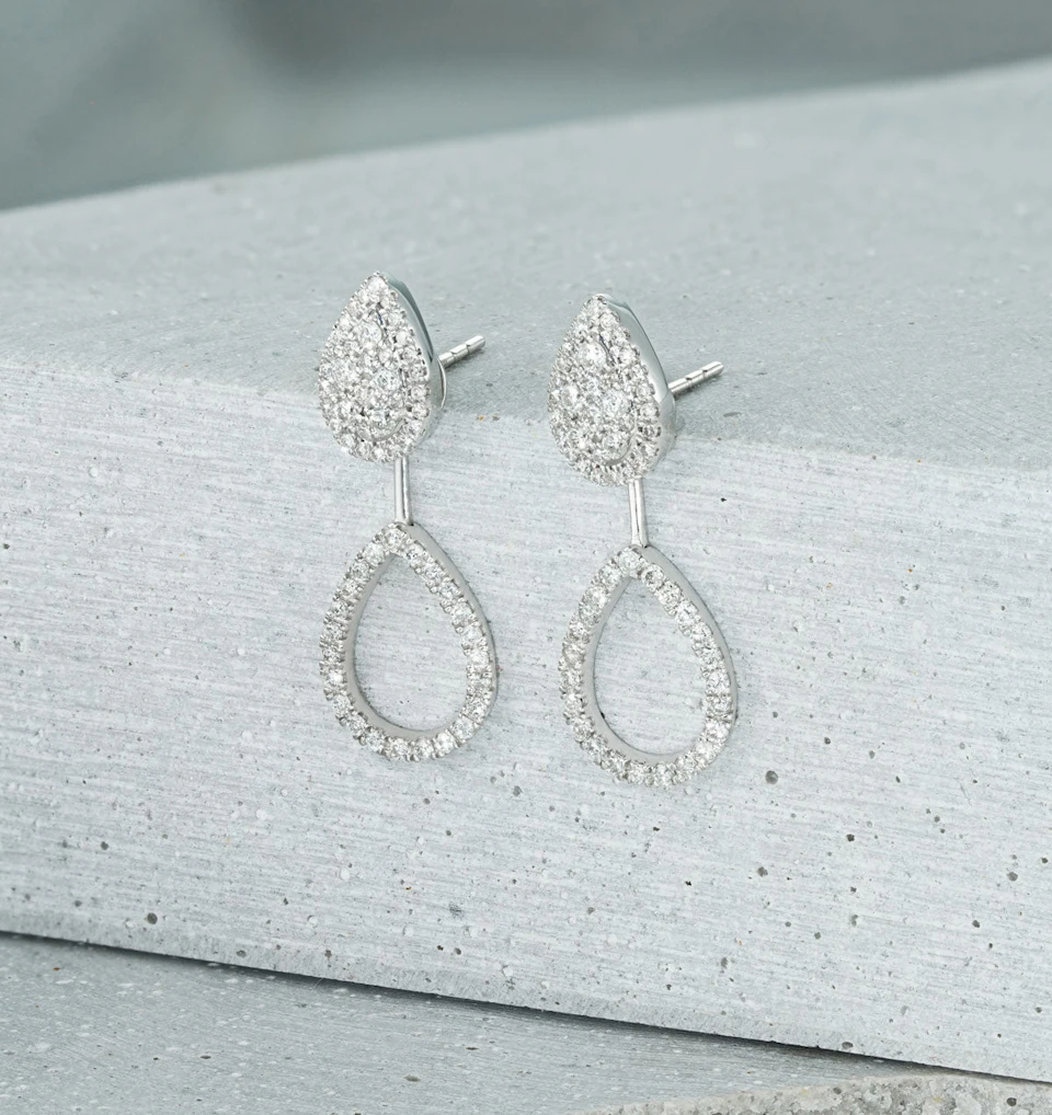 Athena Lab Diamond Drop Earrings Multi Wear 0.90ct 9K White Gold