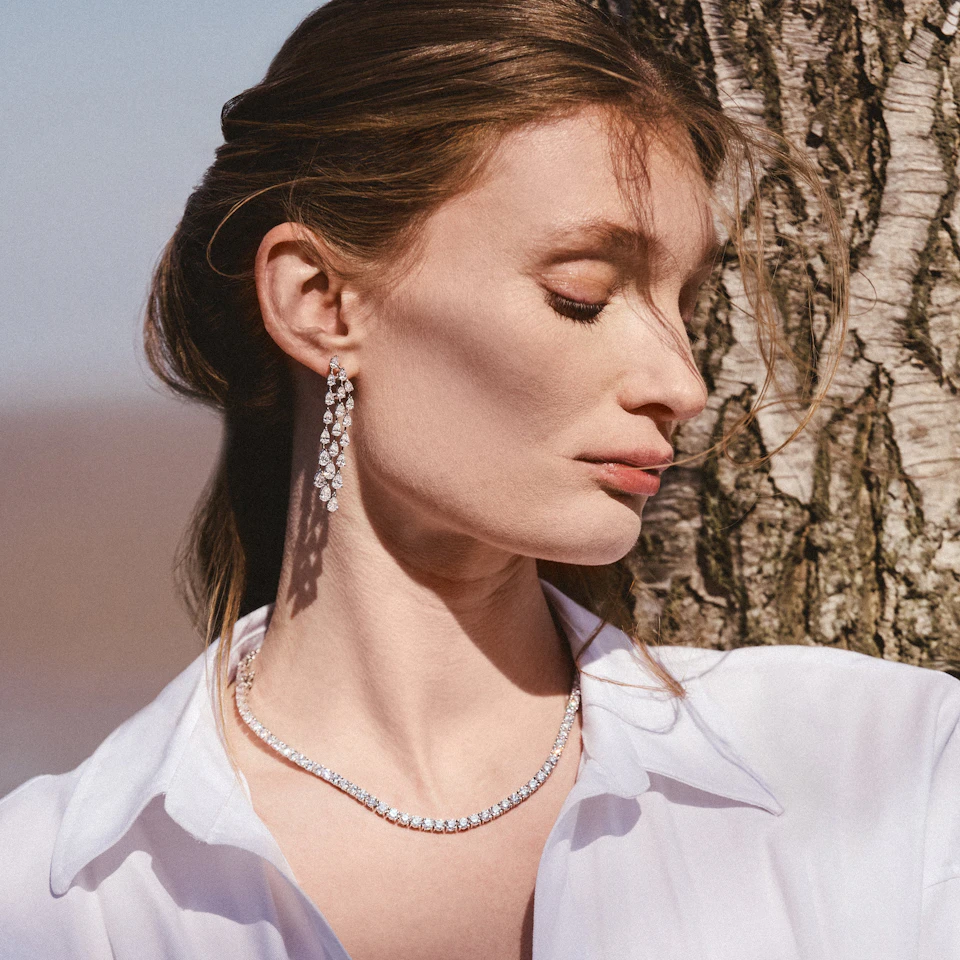 LUXE 20.00ct Lab Diamond Necklace with IGI Certified Brilliant-Cut Diamonds in 18K White Gold