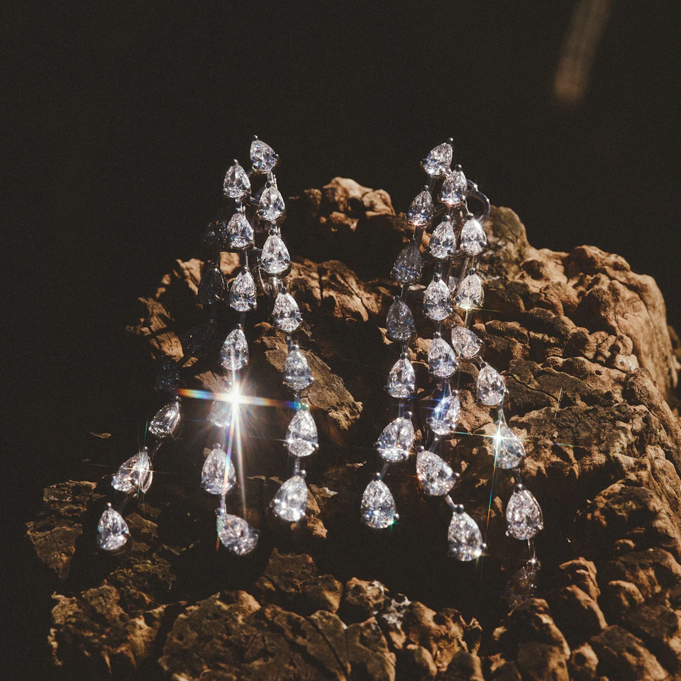 LUXE 10.00ct Lab Diamond Chandelier Earrings with IGI Certified Pear-Cut Diamonds in 18K White Gold